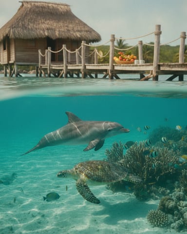 Dolphins, Turtles, Tropical Fish