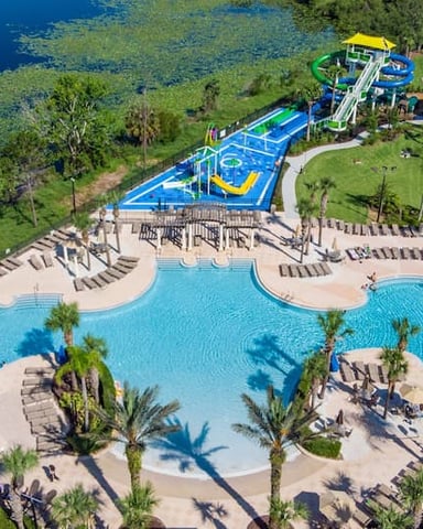 Water park, pools, movie theater, games room